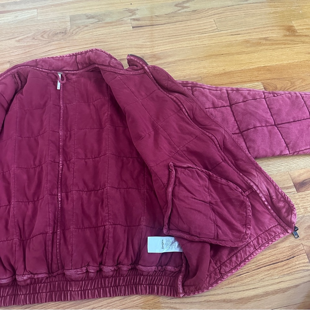 Free People Dolman Quilted Knit Jacket - Red (Rare Color!) - Picture 9 of 13